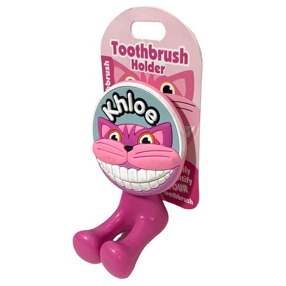 Happy Smiles Personalized Kids Toothbrush Holder Khloe Cat Kitty - Picture 3 of 4